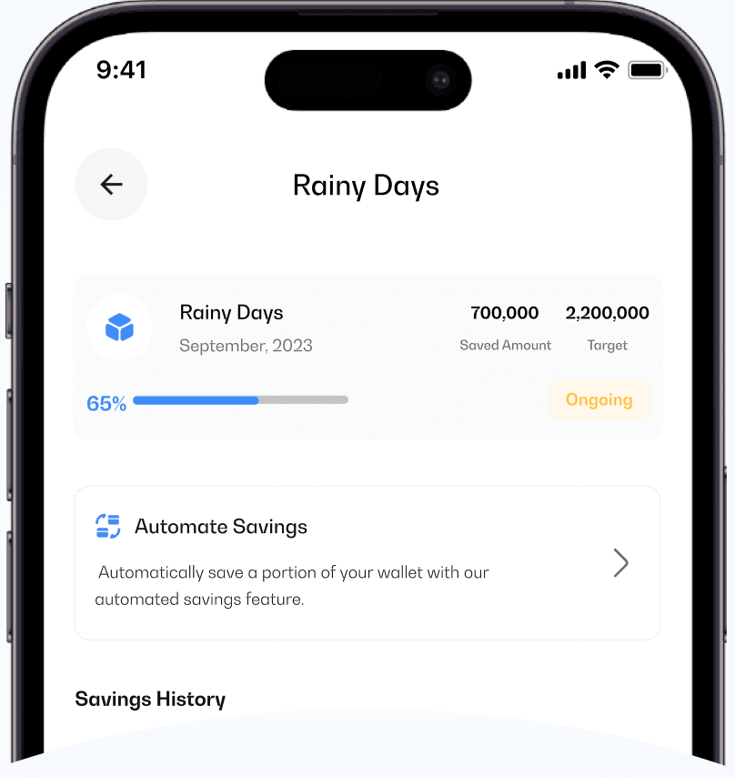 Savings Screen