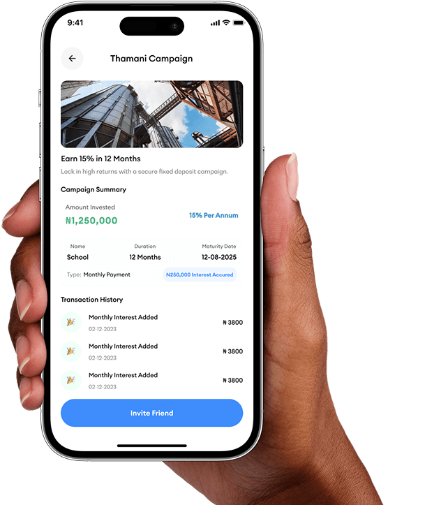Thamani App Investment Screen
